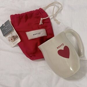 Merry Heart Stoneware Mug with Drawstring Bag!